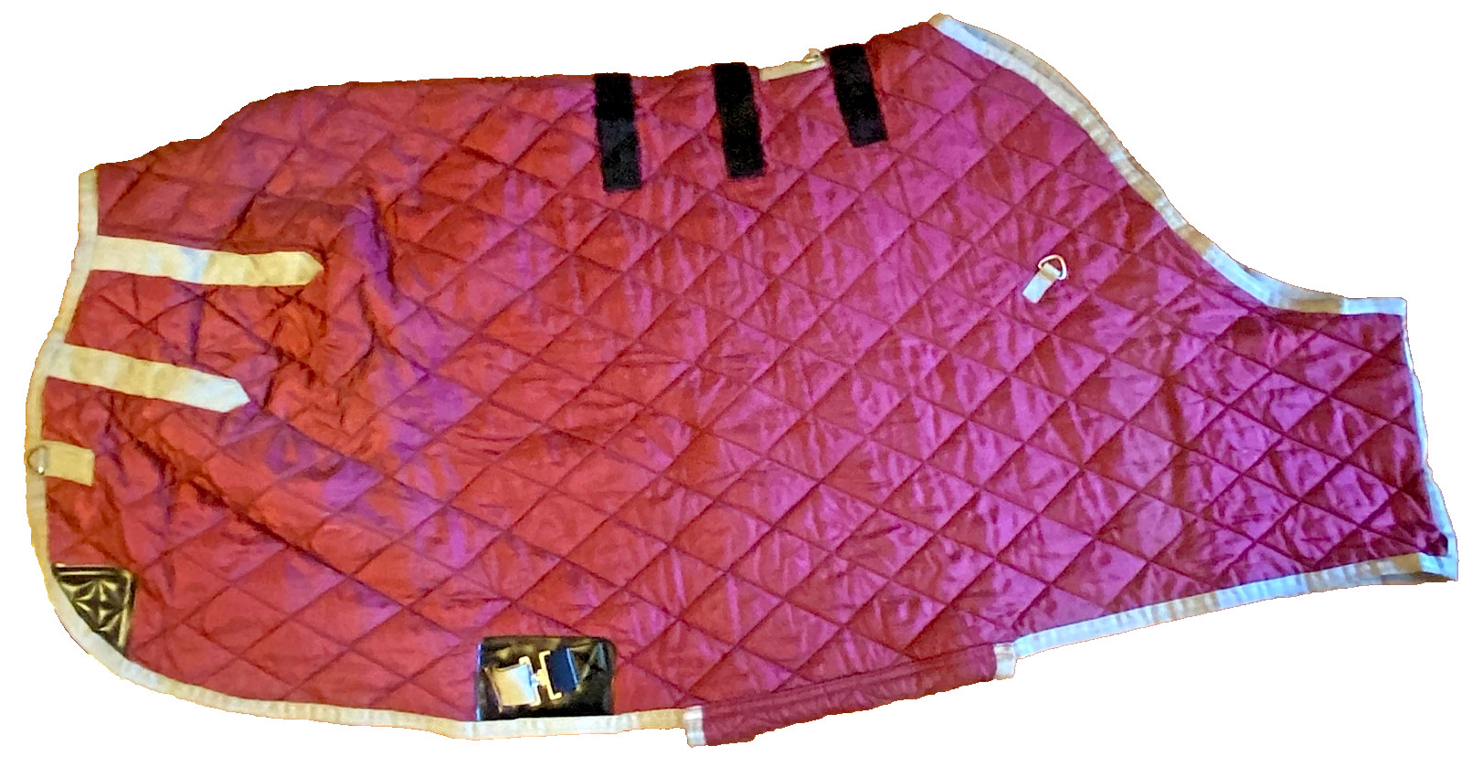 (Used) 78" Miller's Roma Stable Blanket with closed front & belly band, Burgandy