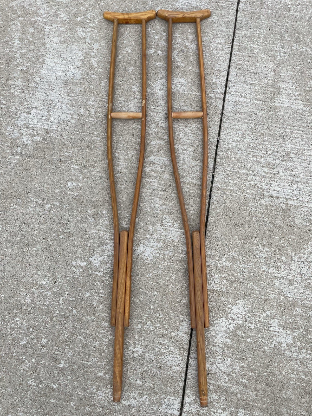 Vintage Pair Of Wood Crutches Curved Handles Play Movie Prop NL