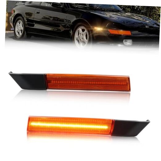 Front Side Marker Light Compatible with Toyo-ta MR-2 Amber Lens + Amber Light