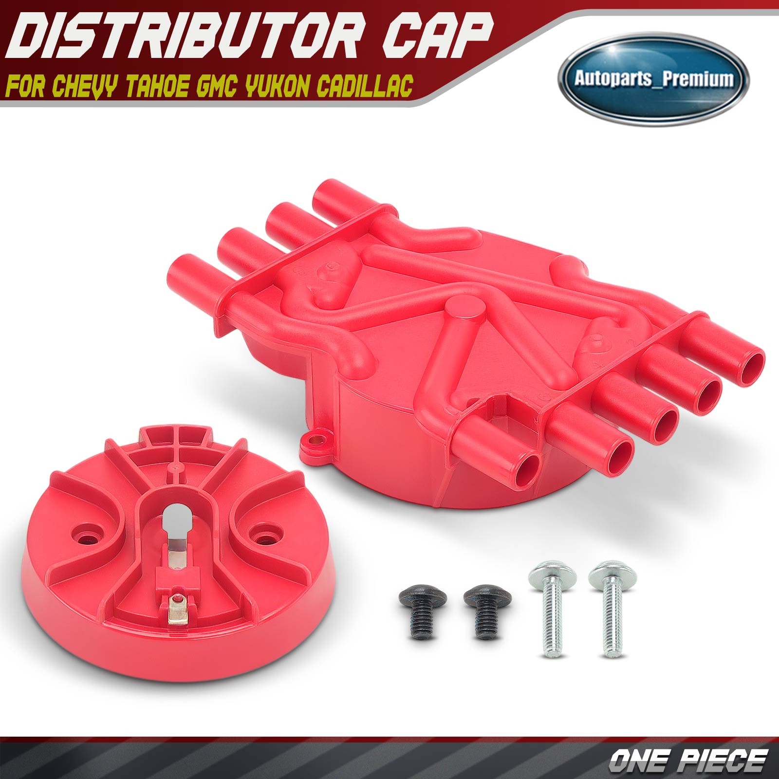 Red Distributor Cap and Rotor Kit for Chevy Tahoe GMC Yukon Cadillac Escalade