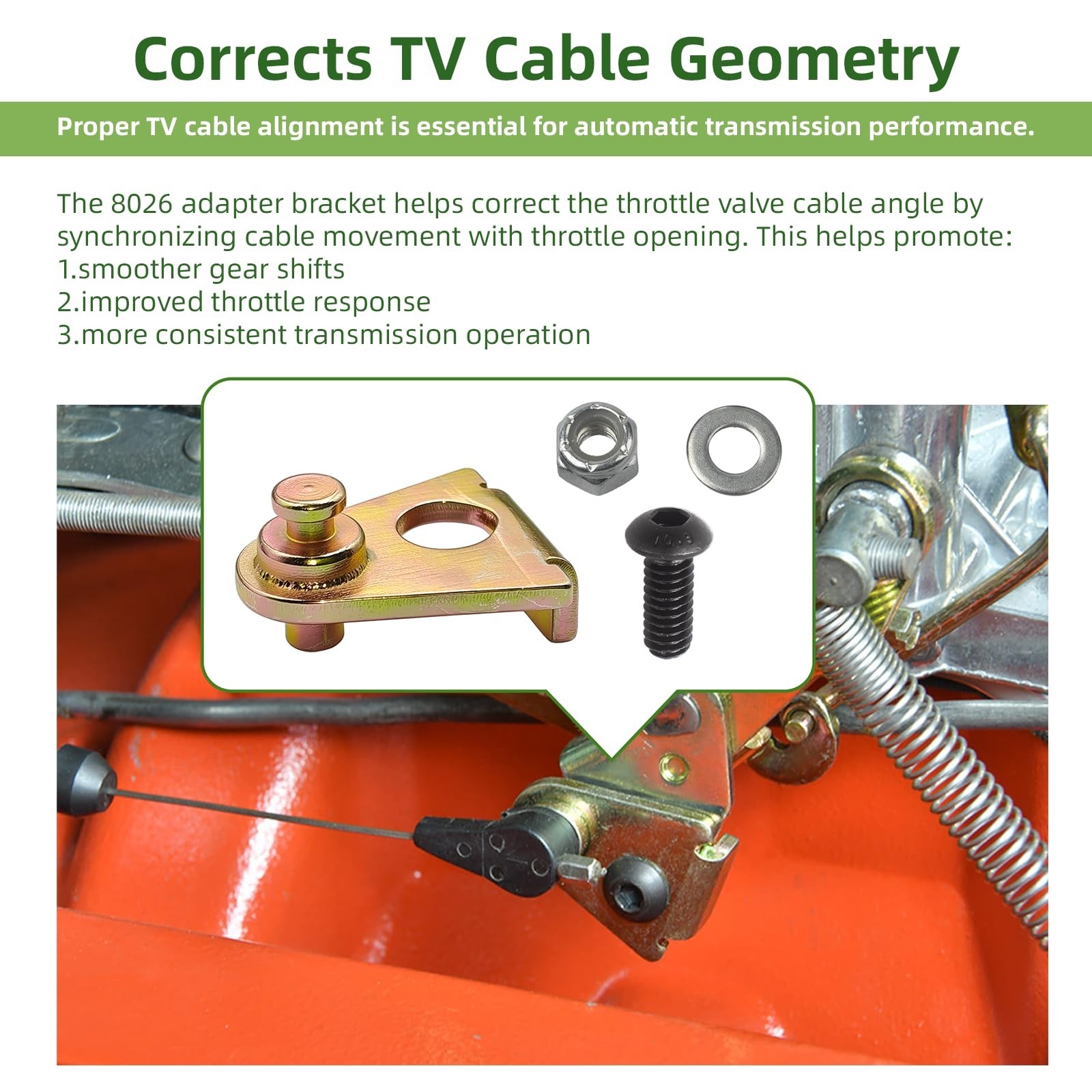 Upgraded 8026 Transmission Cable Adapter compatible with Edelbrock Carburetor...