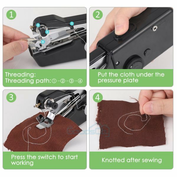 Mini Portable Electric Tailor Stitch Hand-held Sewing Machine +126Pcs Sewing Kit