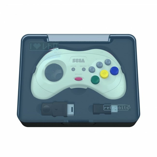 Retro-Bit 2.4 GHz Wireless Controller 8-Button Sega Saturn, Genesis Mini White