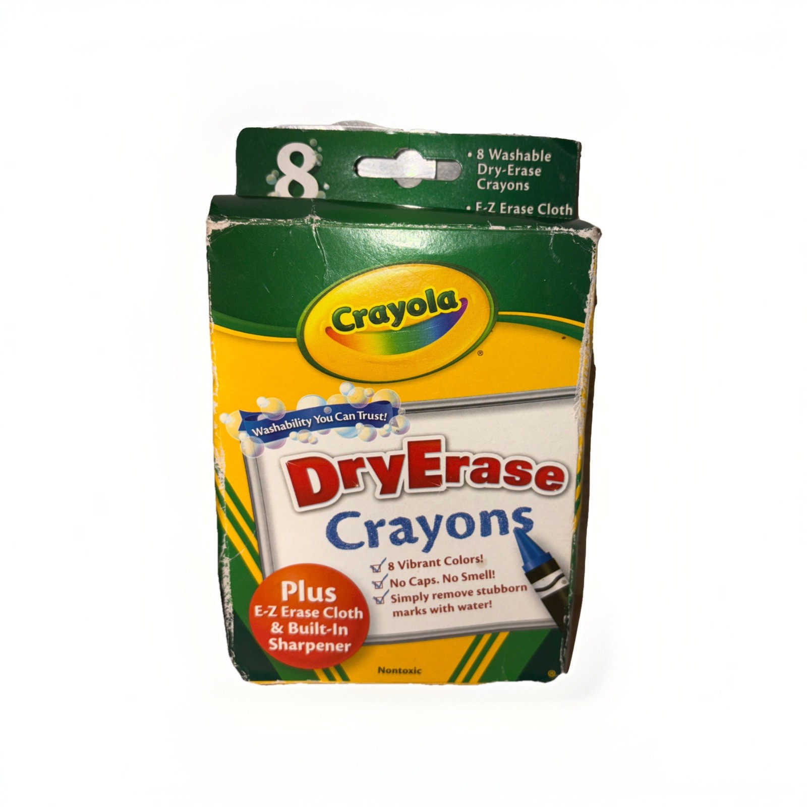Crayola Washable Dry-Erase Crayons-Classic 8/Pkg  with cloth and sharpener