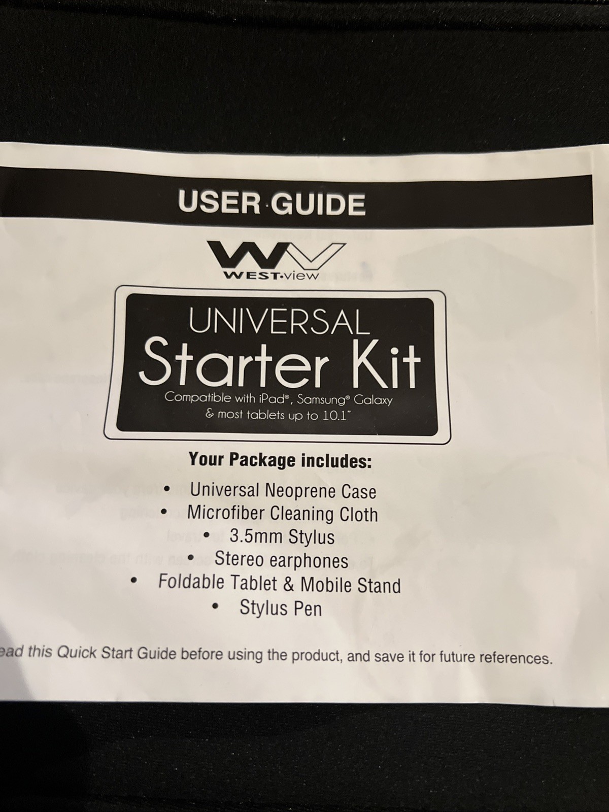 West.View Universal Starter Kit for Tablets missing earphones 
