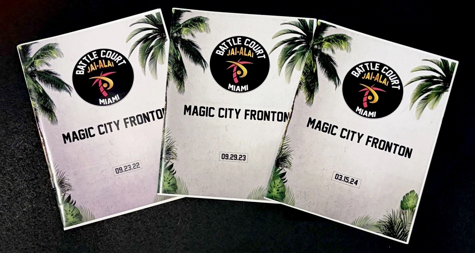 Beautiful lot of Magic City fronton Battle Court programs. Large color format!