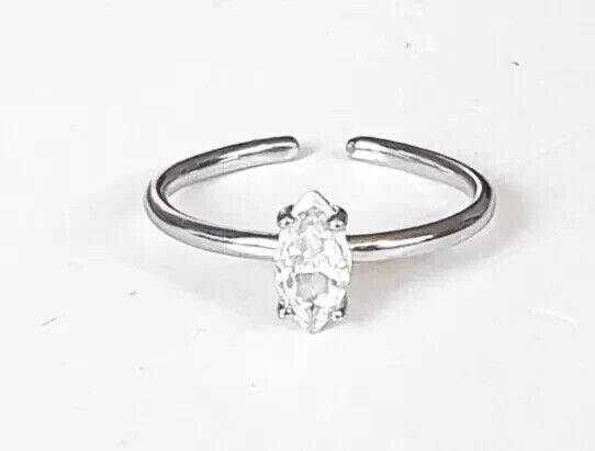 925 Sterling Silver Daily Use For Women's Simulated Diamond Adjustable Toe Ring
