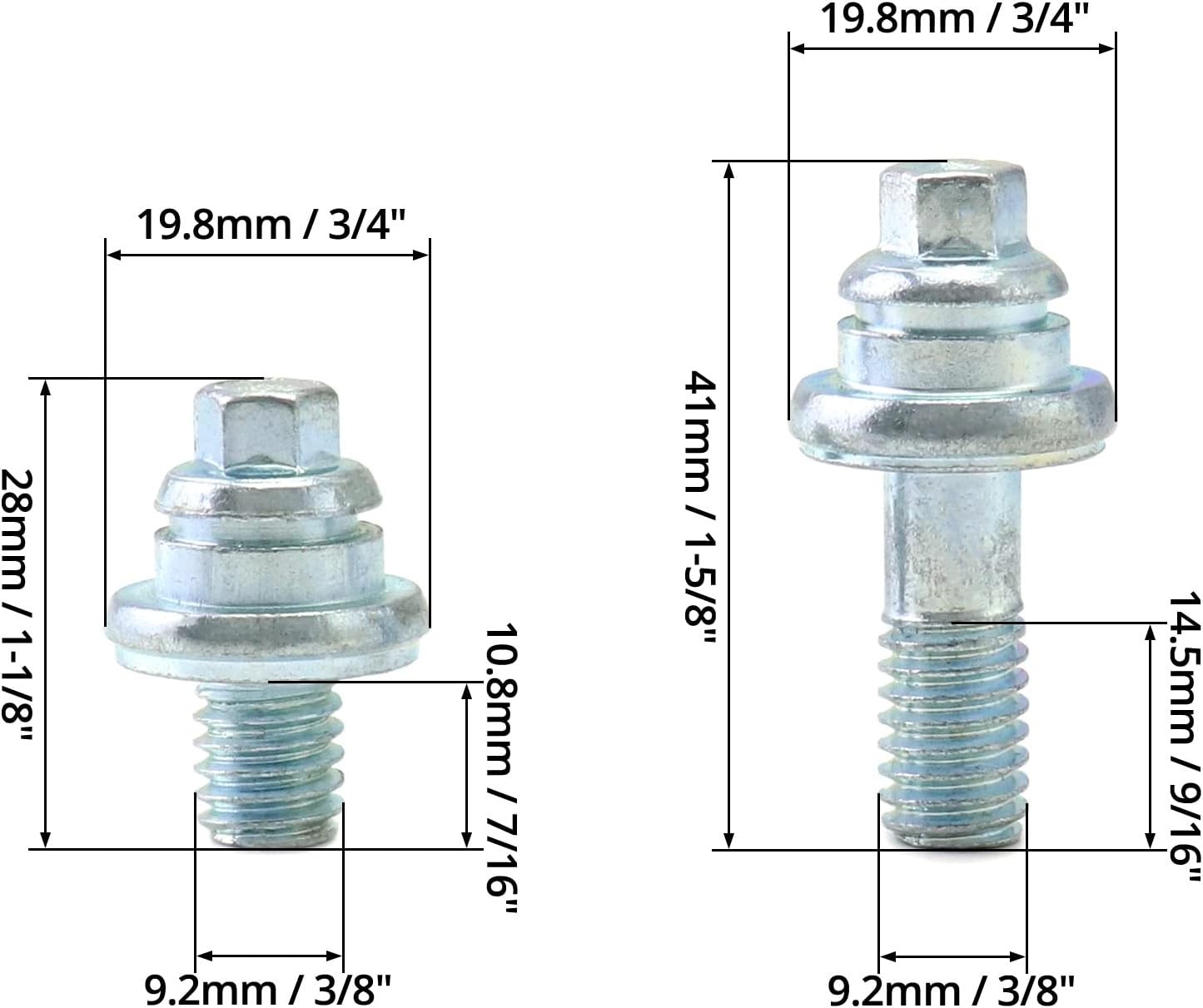 Side Post Battery Terminal Bolt 4 Pairs 3/8" Stud Connector Extender Kit 2 Sizes