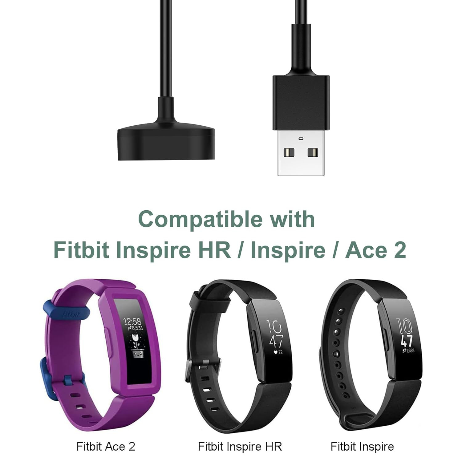 Charger Cable Replacement for Fitbit-Inspire/Inspire-Hr/Ace-2 (1 Pack/3.3Ft)