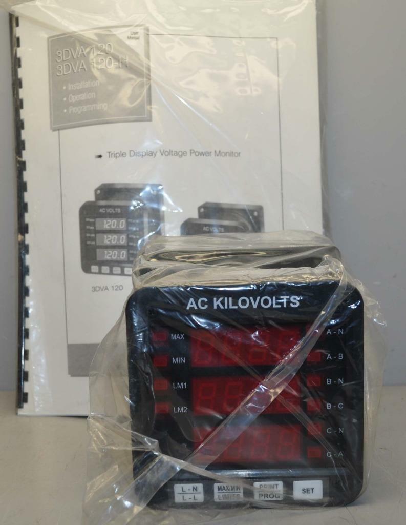 Electro Industries Triple Display Voltage Power Monitor 3DVA120-2E DSP-75-D2 NEW