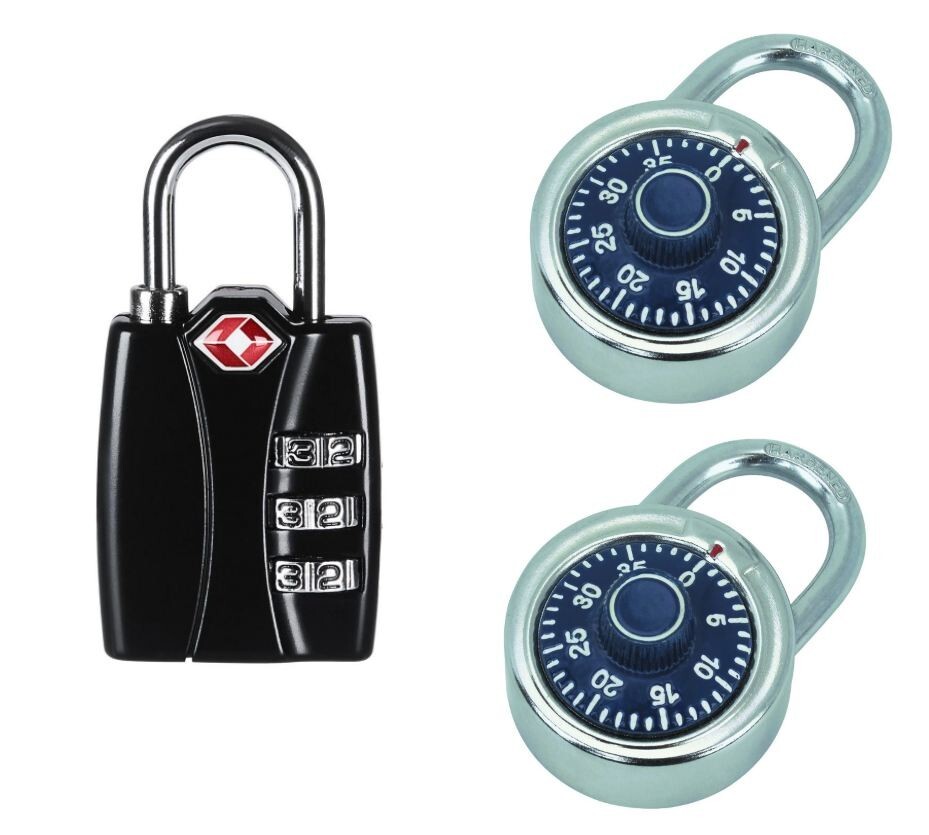 3 Combination Padlocks (Gym/School/Travel)