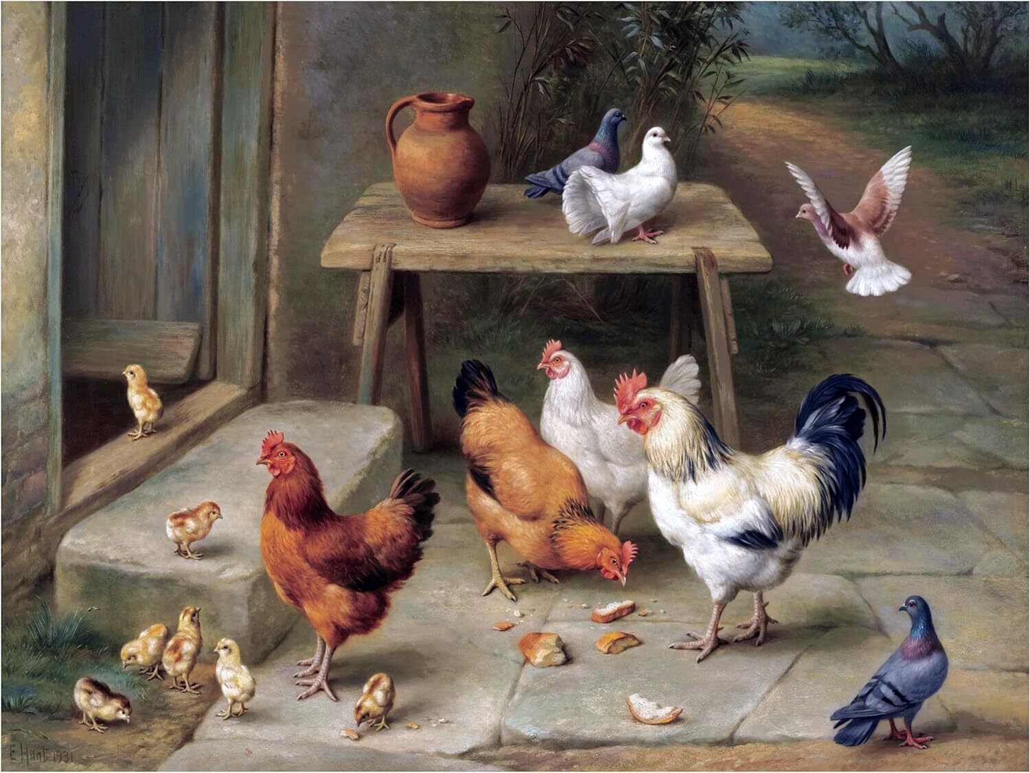 Farmyard Rooster Hens Accent Tile Mural Kitchen Wall Backsplash Marble Ceramic