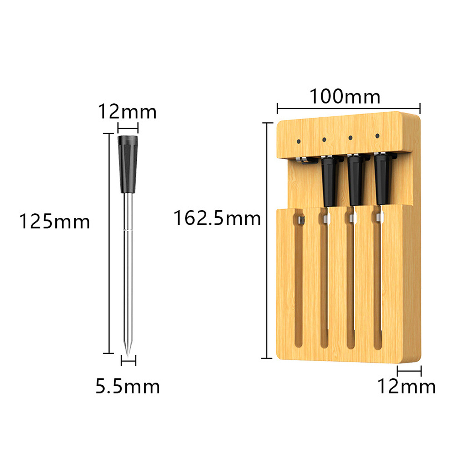 Wireless 4 Probe Digital Bluetooth Smart Meat Thermometer For Oven Grill BBQ