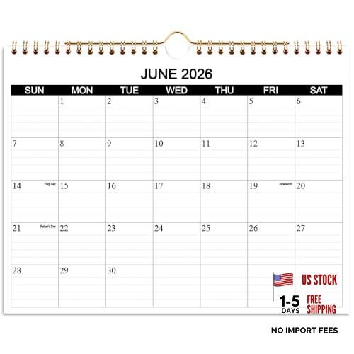 Wall Calendar 2026-2027 - Runs from July 8.5" x 11" Black