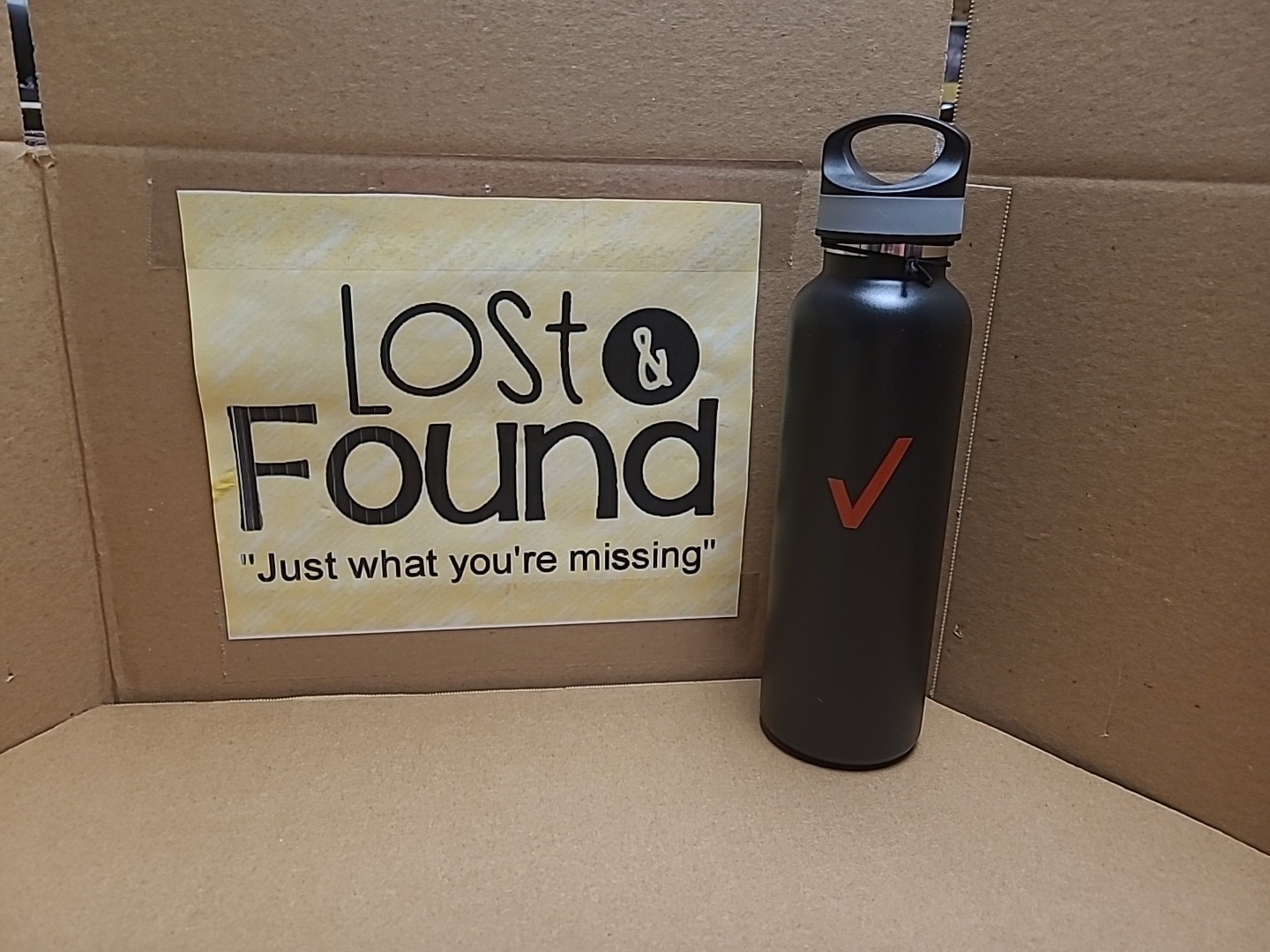 20 Oz Stainless Steel Water Bottle Black Verizon Check Mark Logo *SEE PICS