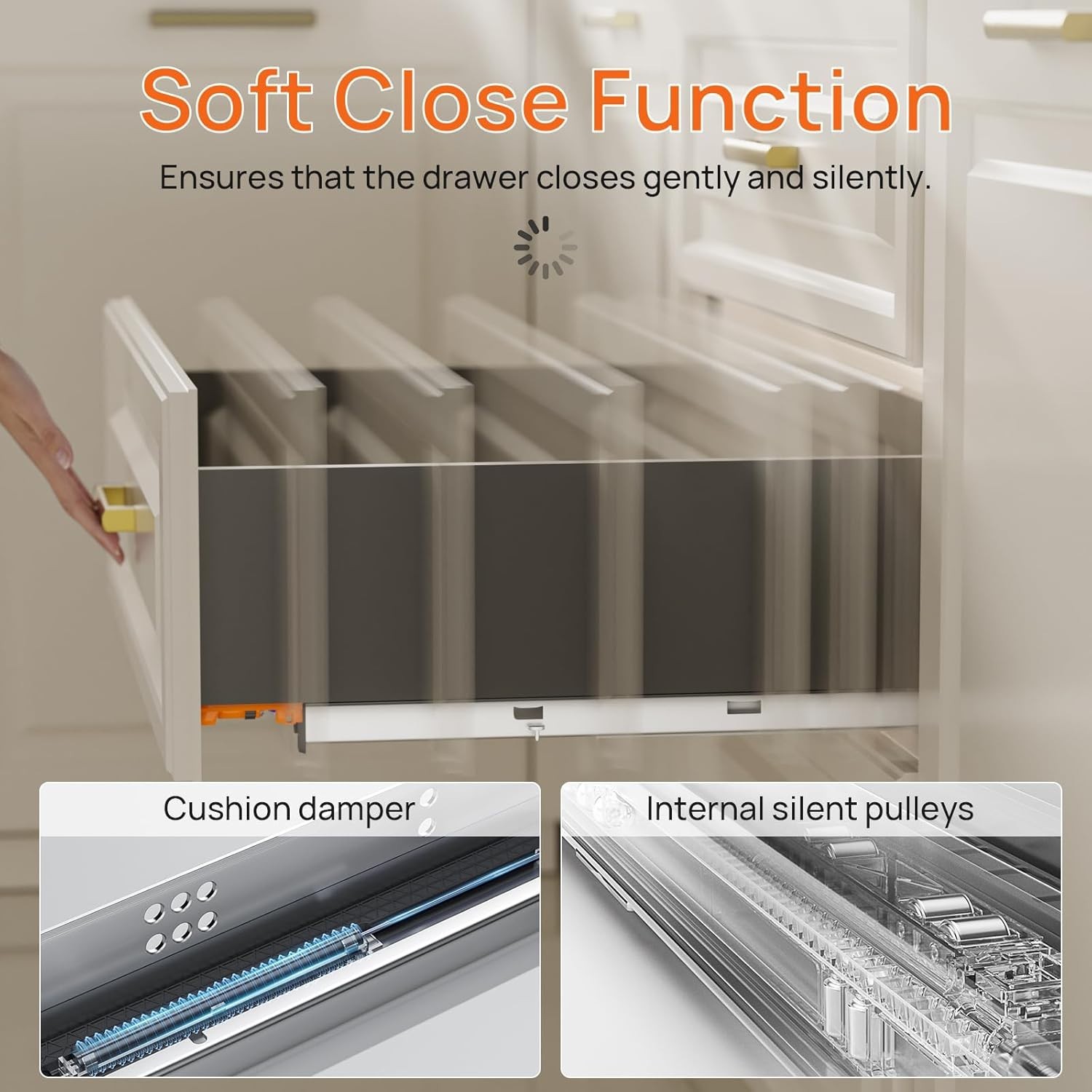12 Inch Soft Close Undermount Drawer Slides, Concealed Drawer Rails with Rear...