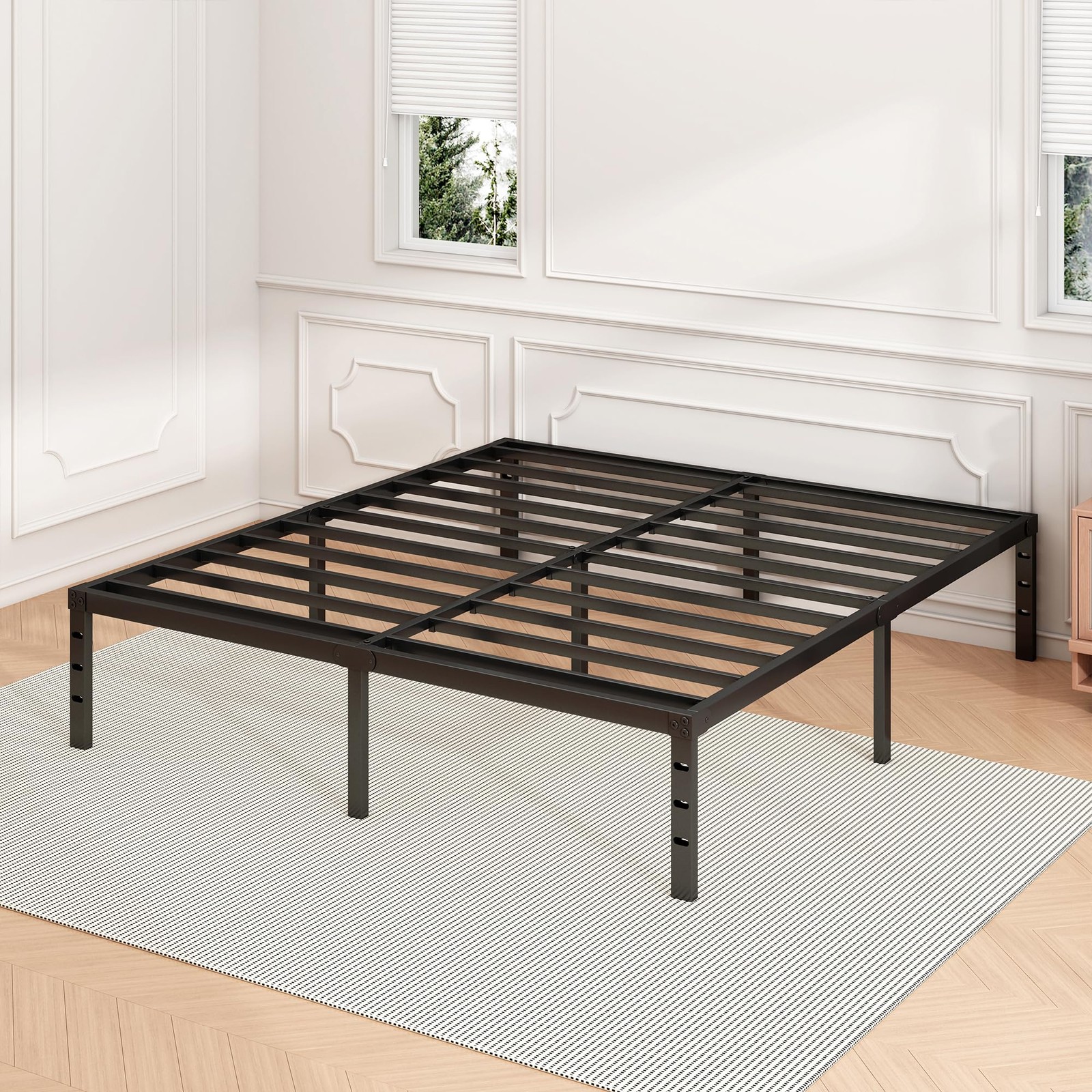 18 Inch Full Bed Frame - Sturdy Metal Platform Full Size, No Box Spring Neede...