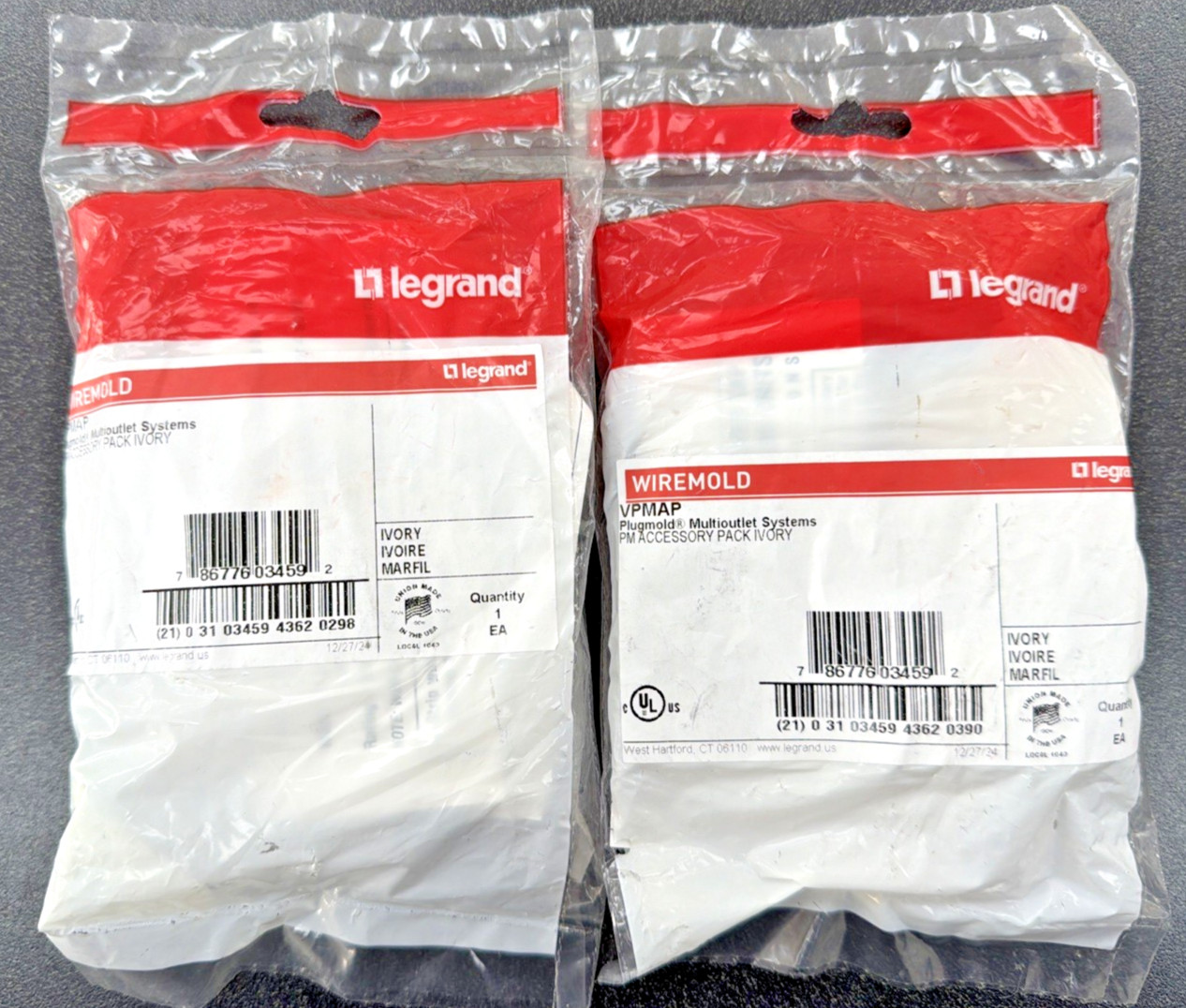 Wiremold Legrand (VPMAP) Plugmold Multi-outlet Accessory Pack (Ivory) Pack of 2
