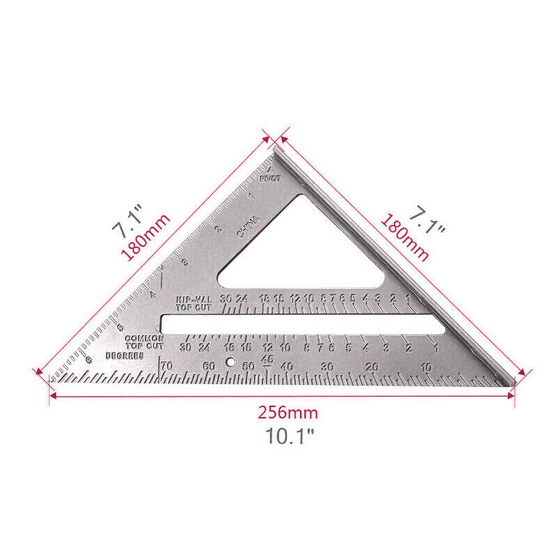Metal Imperial Angle Protractor Speed Square Triangle Ruler Measuring Tool