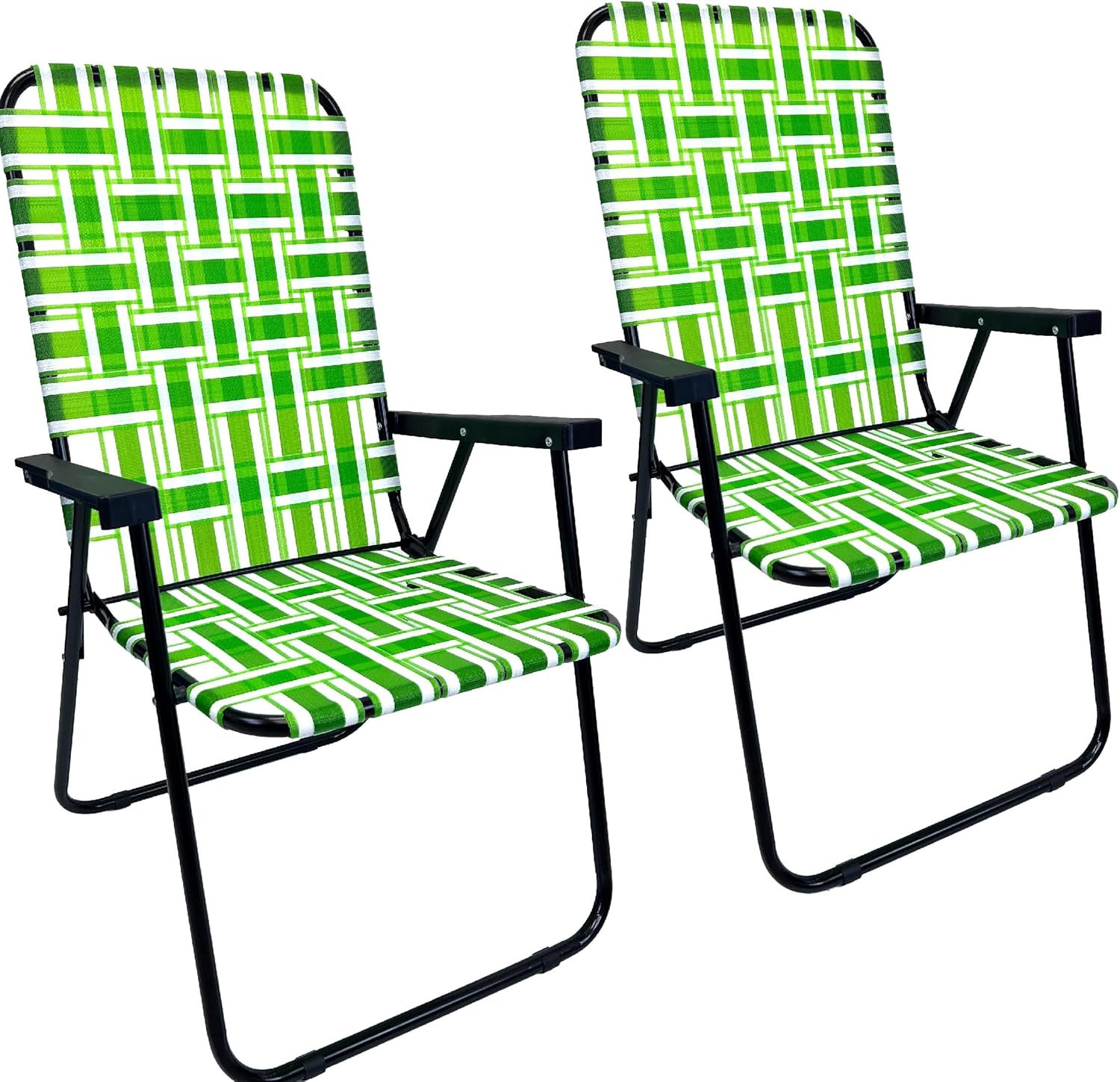 Lawn Chair Folding Steel Webbing Chaise Patio Lounger Seat Wood Handles Great fo