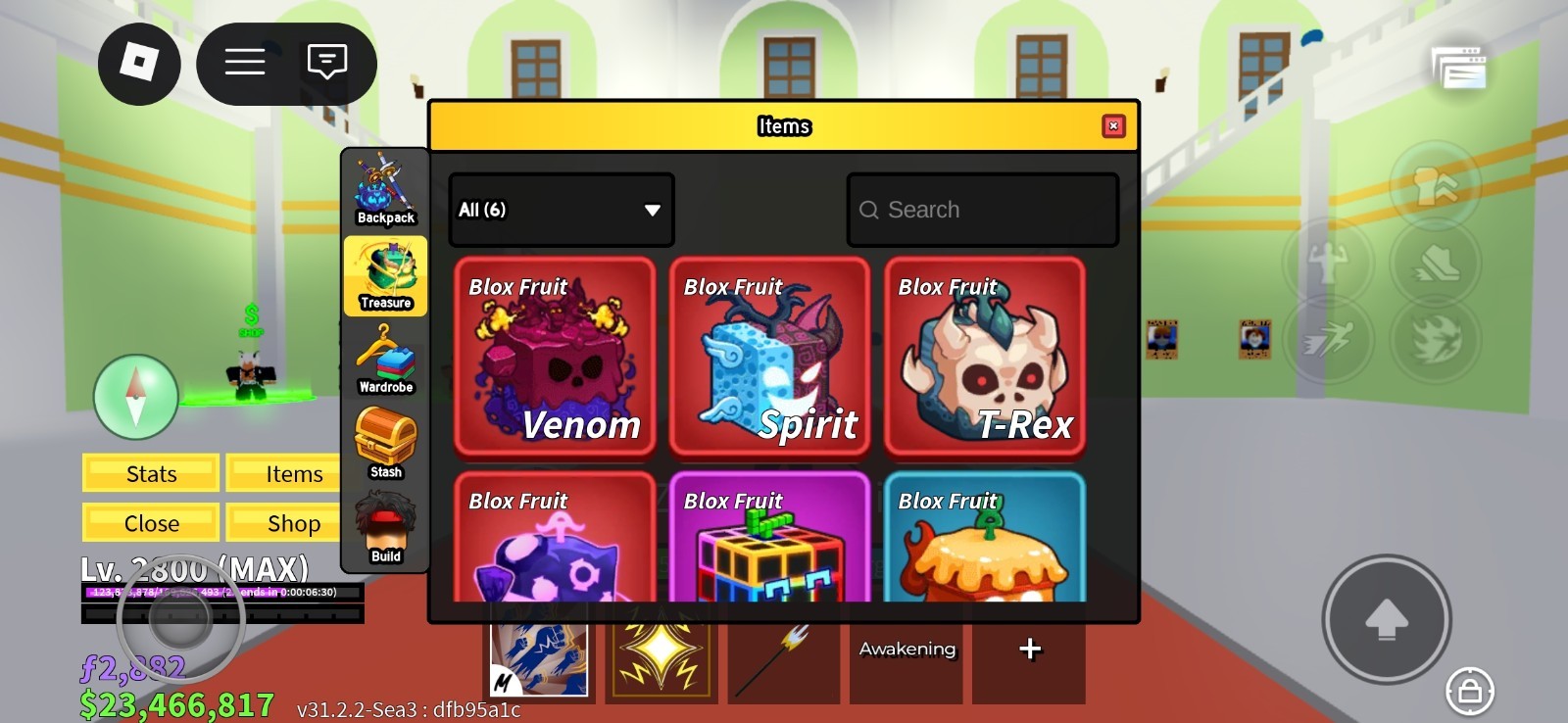 Blox Fruits Sea 3 Game Item/Asset Venom Spirit T-Rex  gravity human v4 god human