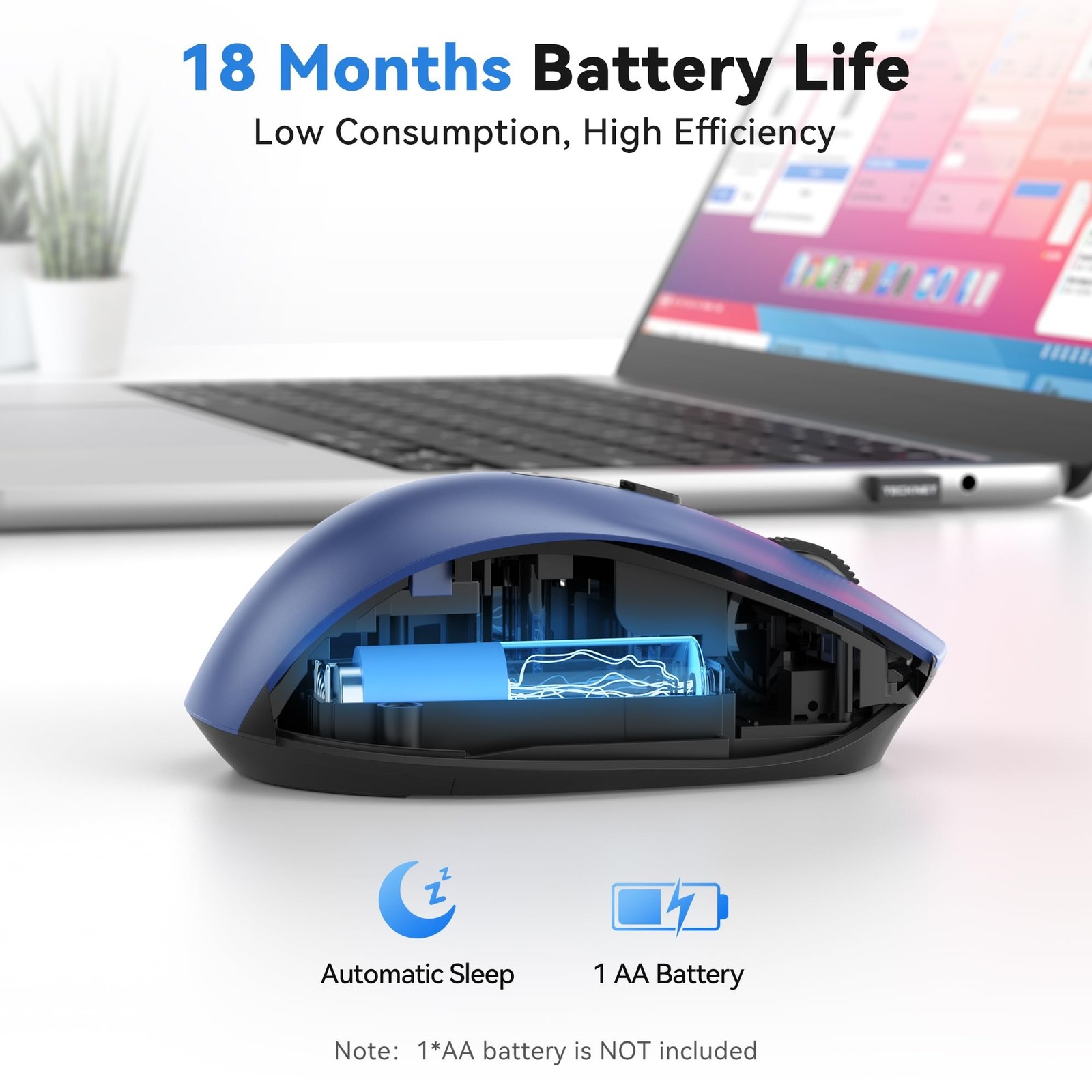 TECKNET Wireless Mouse for Laptop, Silent Mouse Quiet Click, Computer Mice Wi...
