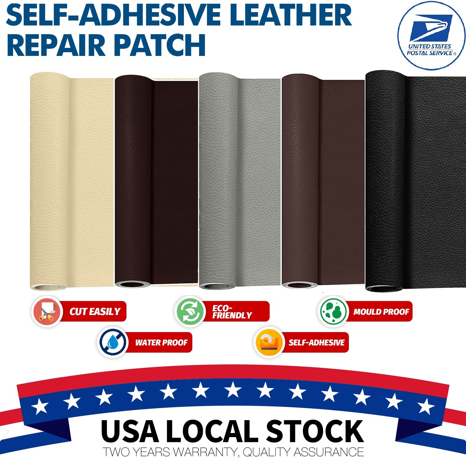 Self-Adhesive Patch Stick Leather Repair Kit on Sofa Clothing Car Seat Couch US