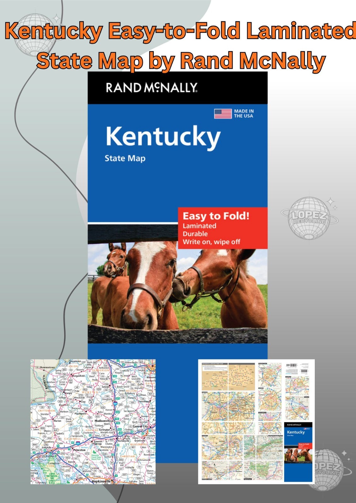 Kentucky Easy-to-Fold Laminated State Map by Rand McNally