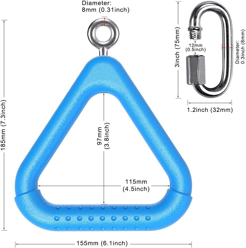 2Pcs Trapeze Swing Bar Rings with Carabiners, Swingset Accessories Outdoor for N