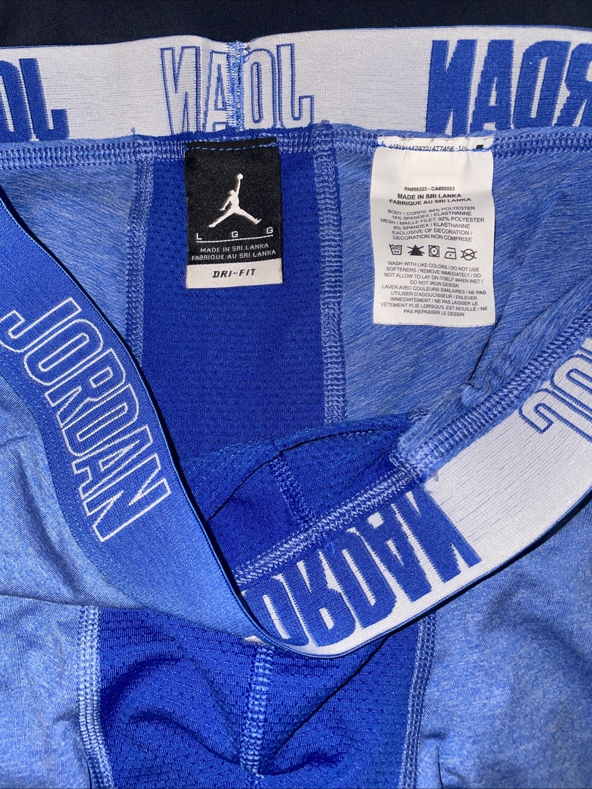 Men’s’ Blue Jordan Compression Base layer Tights Size Large
