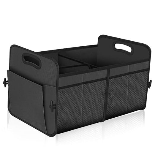 Car Trunk Organizer with 72L Capacity Waterproof Collapsible and 11 Large Grey