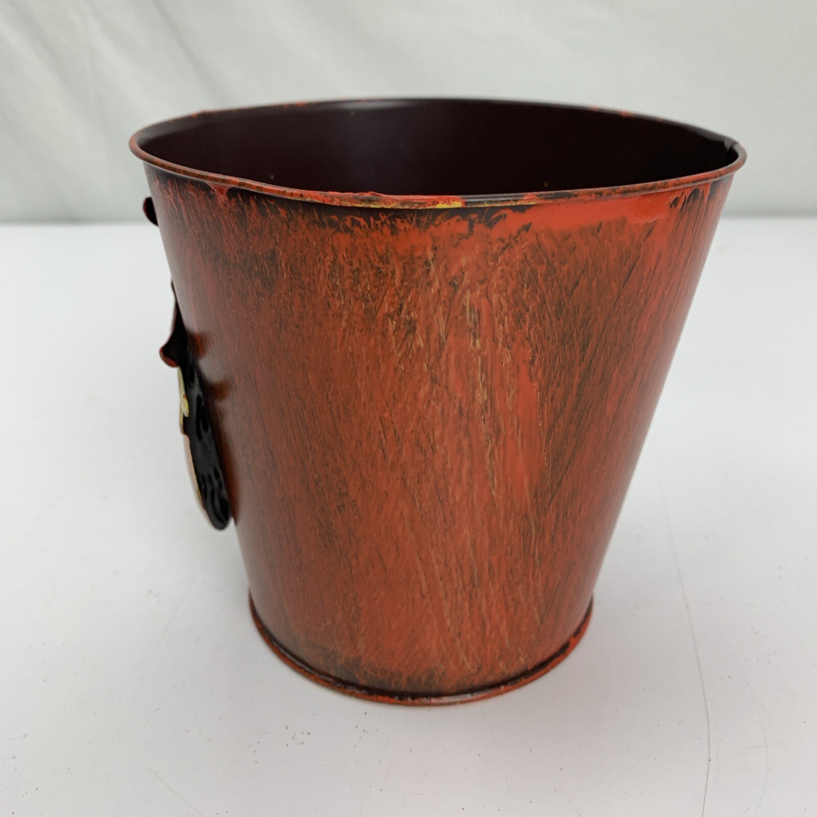 Scarecrow Halloween Tin Planter 5" Bucket