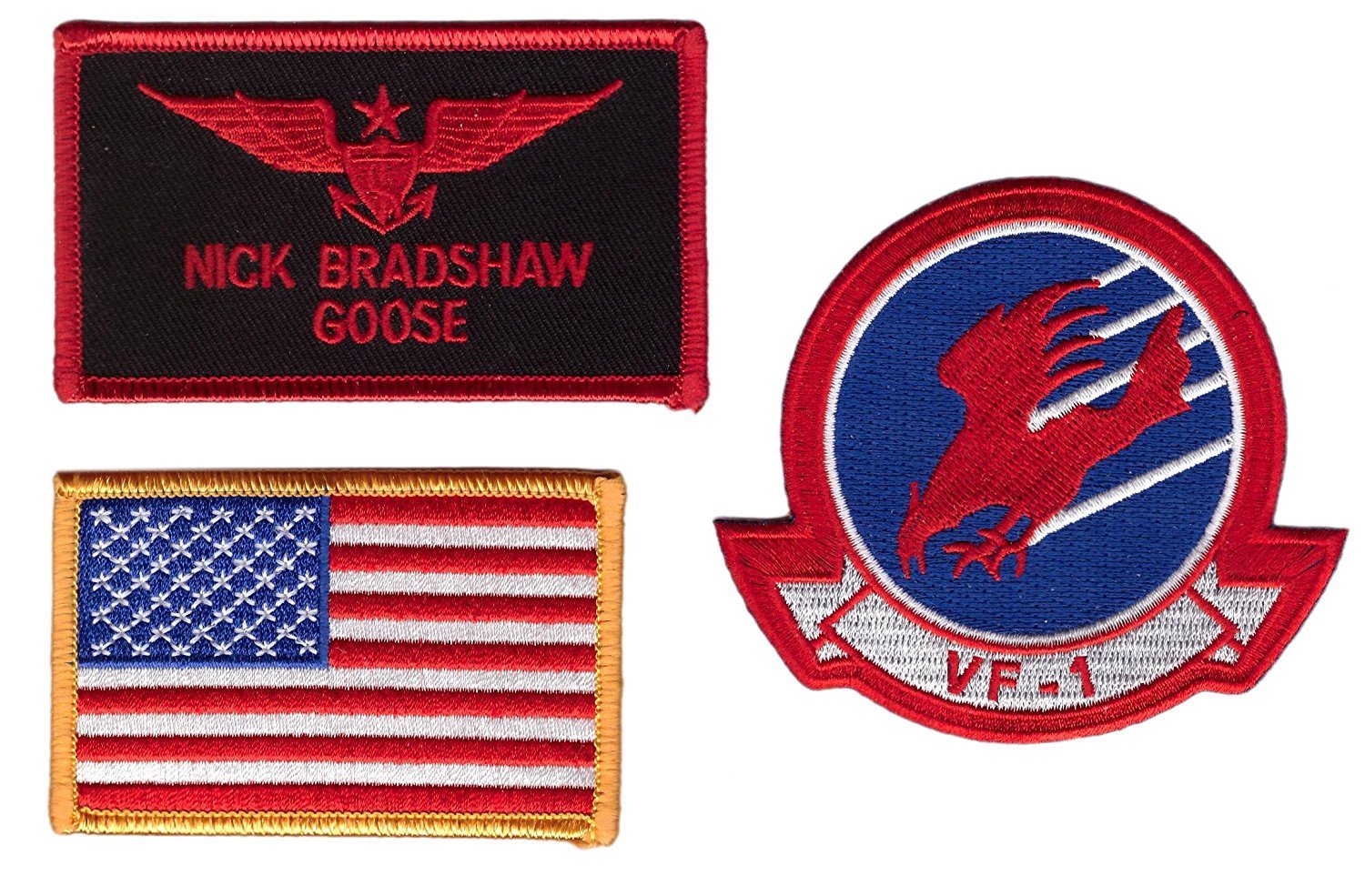 Goose Name Tag Eagle US Flag Costume Patches 3 pcs Set IRON ON