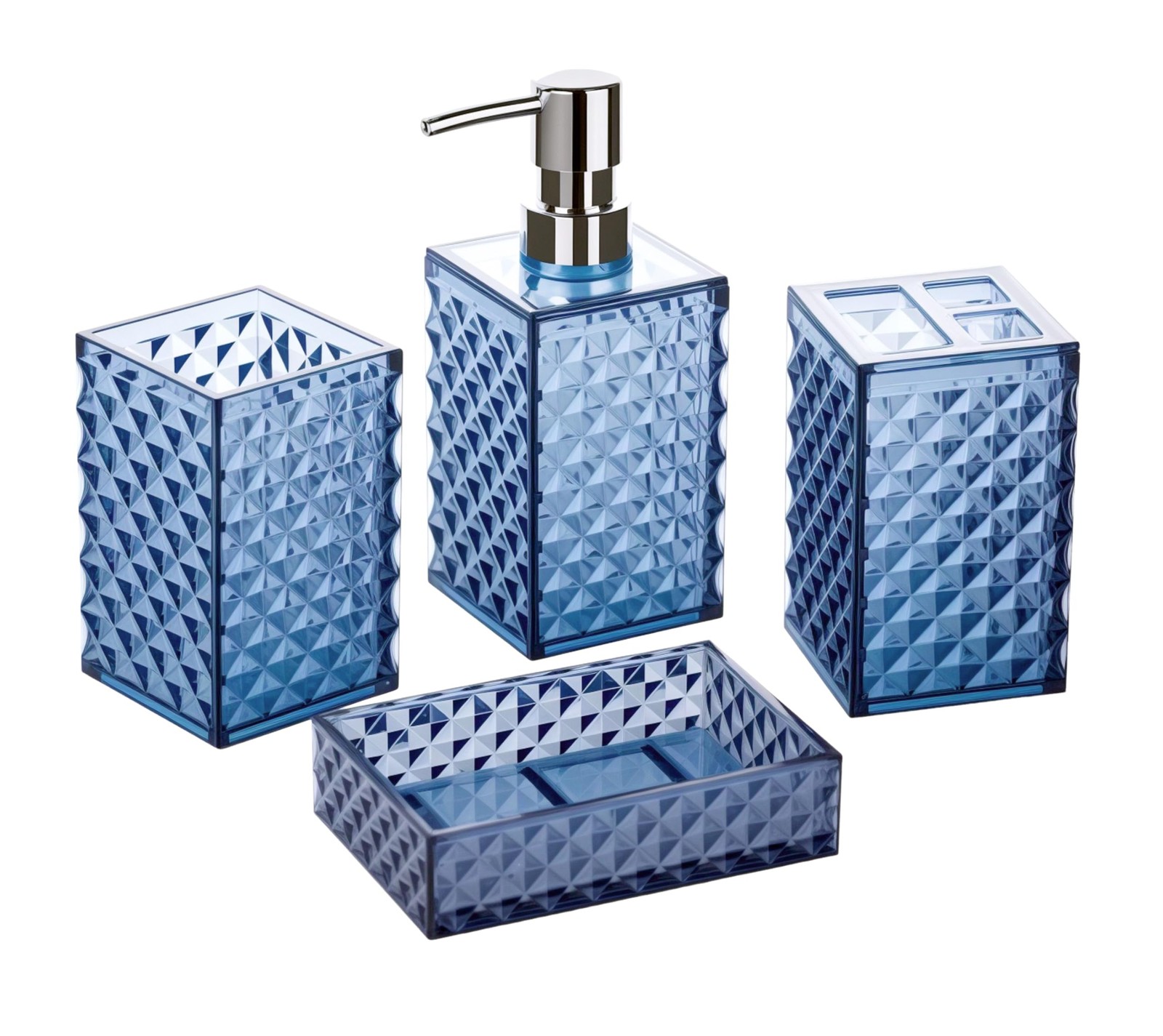 Blue Bathroom Accessories Set, 4 PCS Dark Navy Blue Bathroom Accessories Sets...