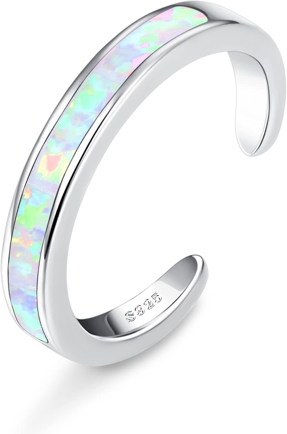 FIASASO 925 Sterling Silver Toe Rings for Women Adjustable 14K White Gold Plated