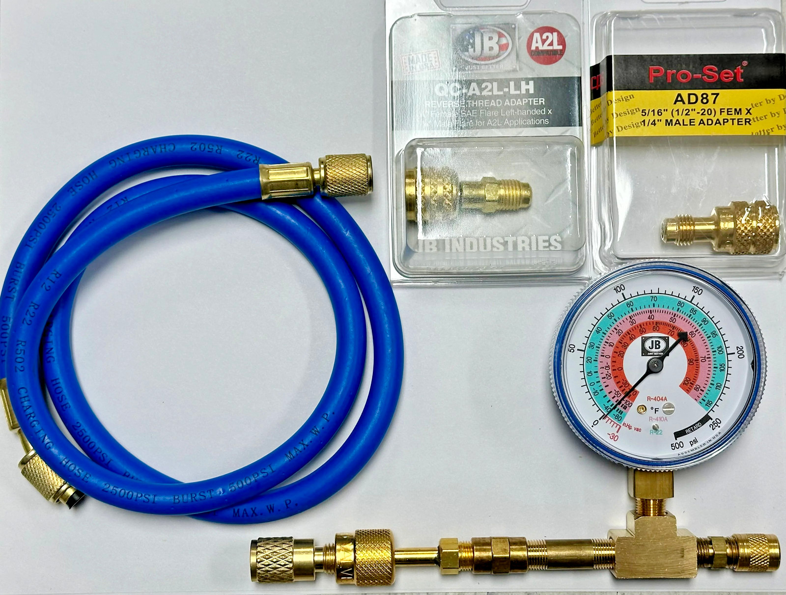 R454b For the 3 to 12 Lb. Tanks, Check & Charge-Kit Gauge Kit with Adapters