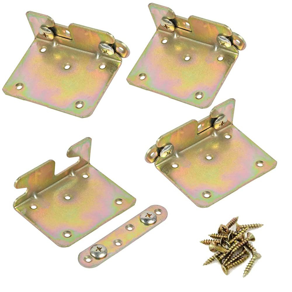 Bed Rail Brackets, Bed Frame Hardware, Set of 4 with Screws