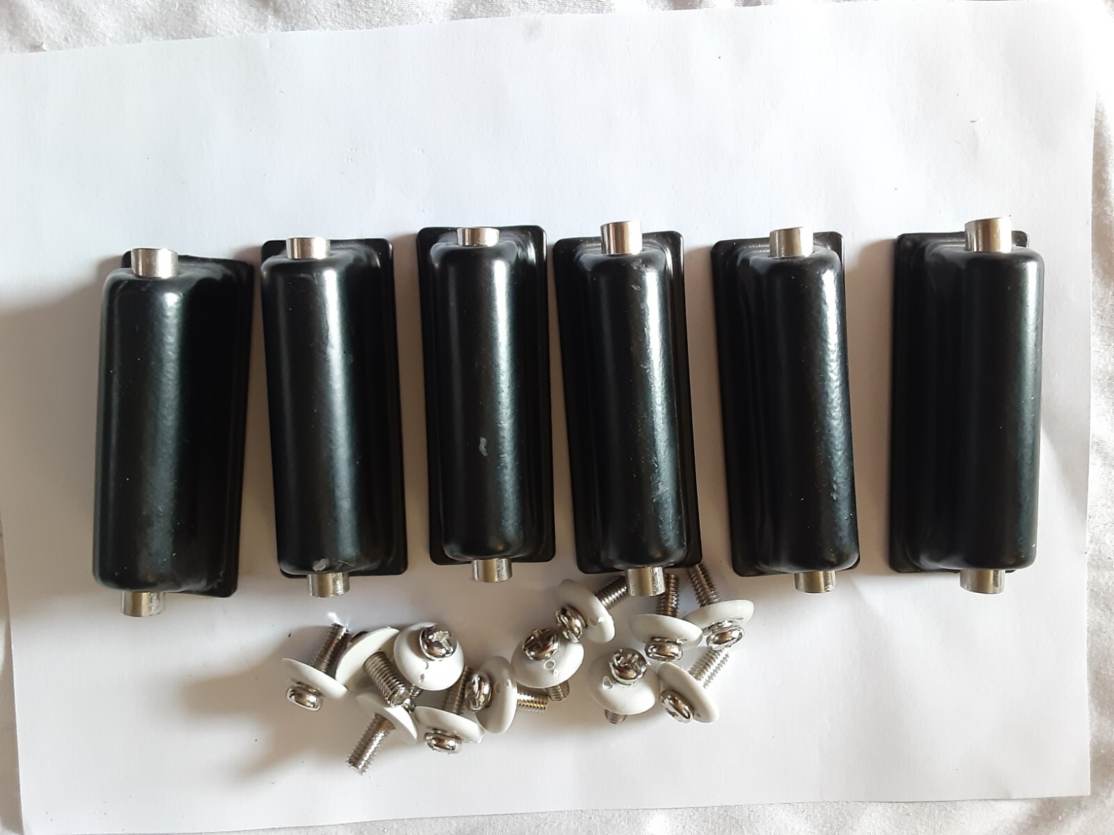 Lot of 6x Black Snare DOUBLE LUGS w/mount screws, HUNTINGTON, used, wear **M6
