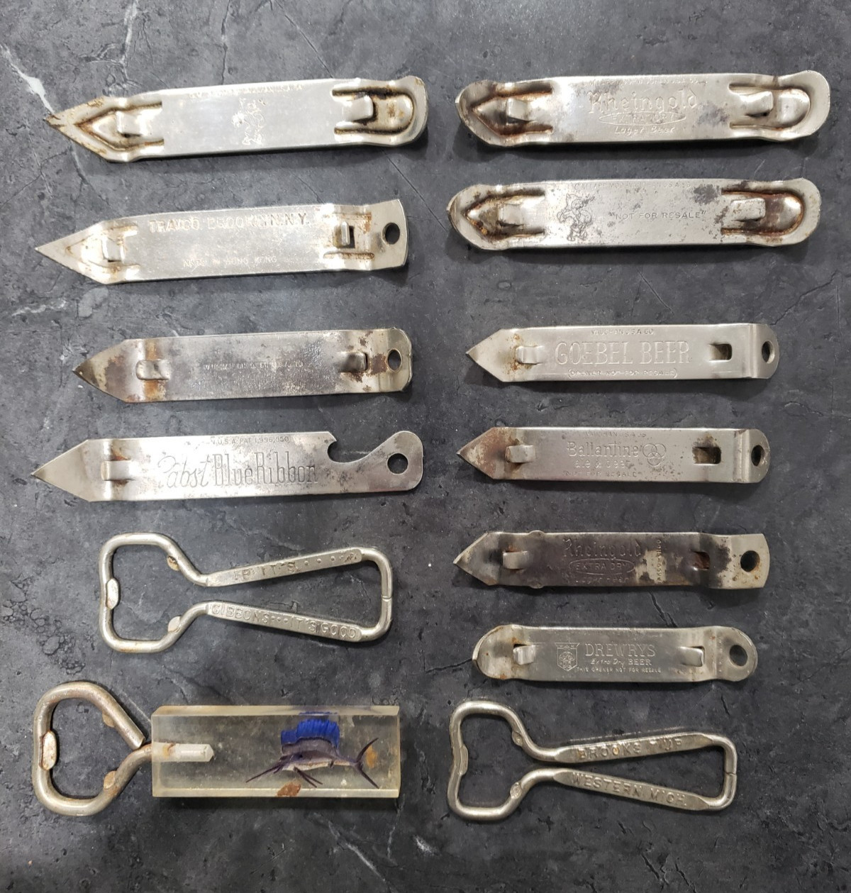 Lot of 13 Vintage Assortment of Bottle/ Can Openers of Various Beer Brands, USA