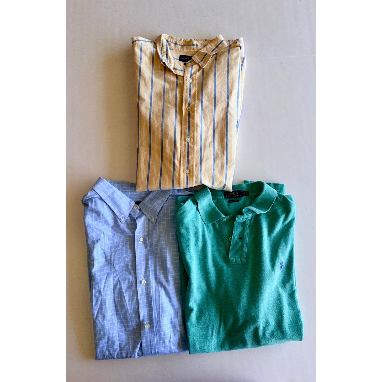 Polo Ralph Lauren Mens Shirt Lot of 3 Striped Plaid Button Down Polo XXL 2XLT