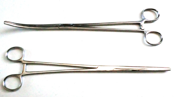 2-Pack 12" Straight + Curved Hemostat Forceps Locking Clamps Stainless Steel