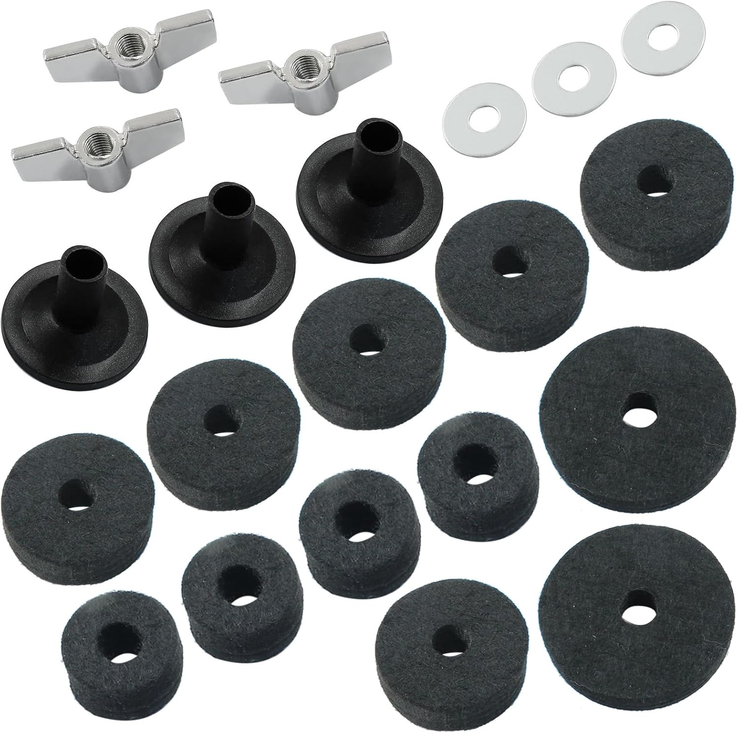 21 Pcs Black Cymbal Replacement Accessories Set, Cymbal Stand Felts Hi-Hat Cup F