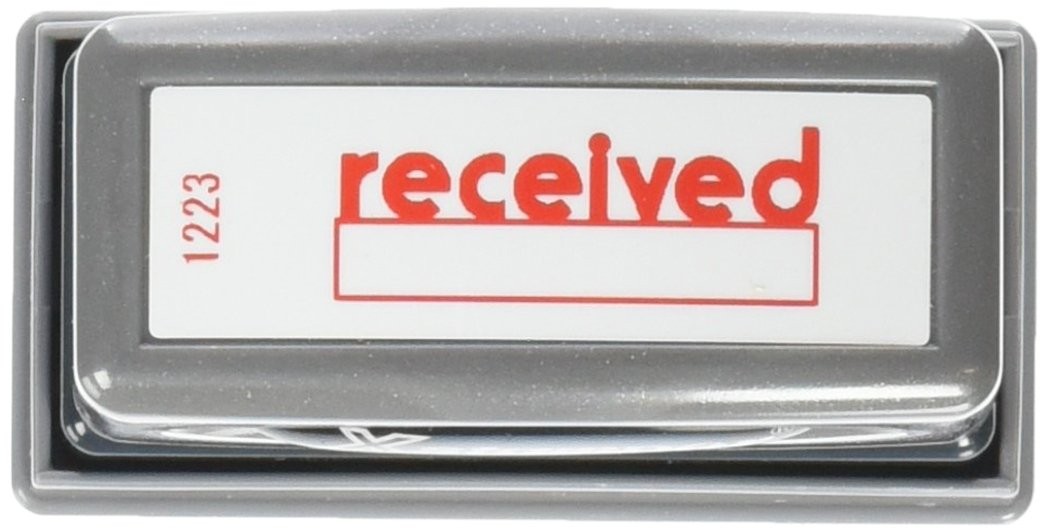 1223 Received Space Initial Date Rubber Stamp 1/2 x 15/8 Inch Red Ink