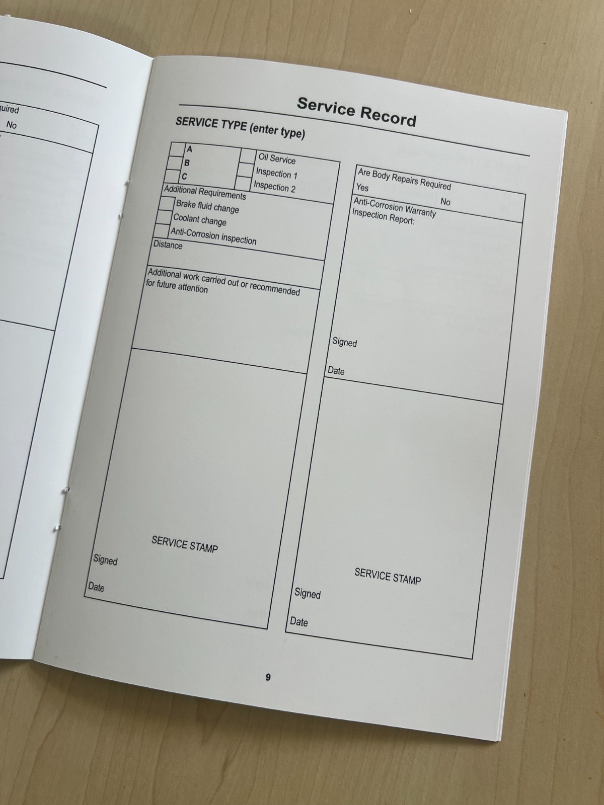 Maxus Service History Book Blank