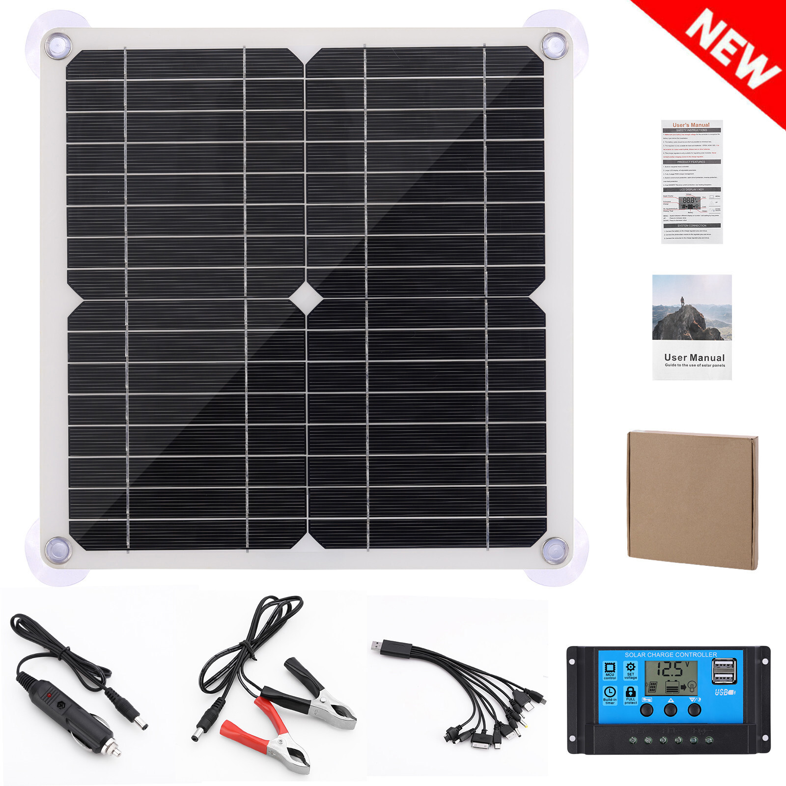 200W Solar Panel Kit 12V 100A battery Charger Controller Caravan Boat Outdoor