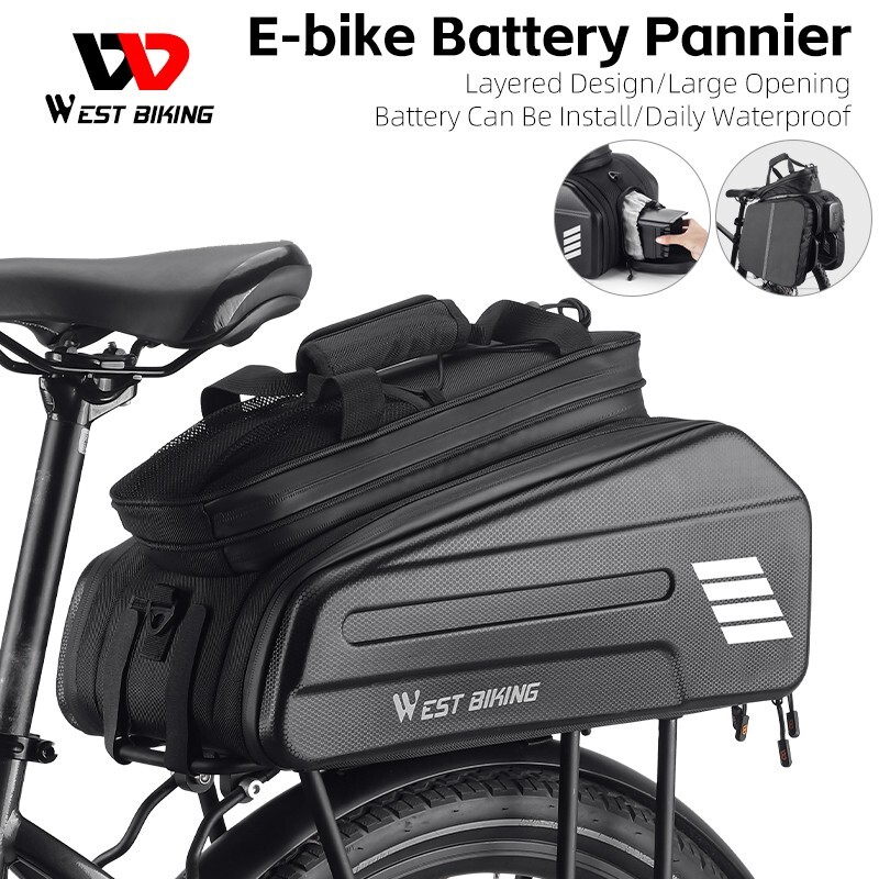 WEST BIKING Waterproof E-bike Battery Bike Pannier Hard Shell Bicycle Bag 10-20L