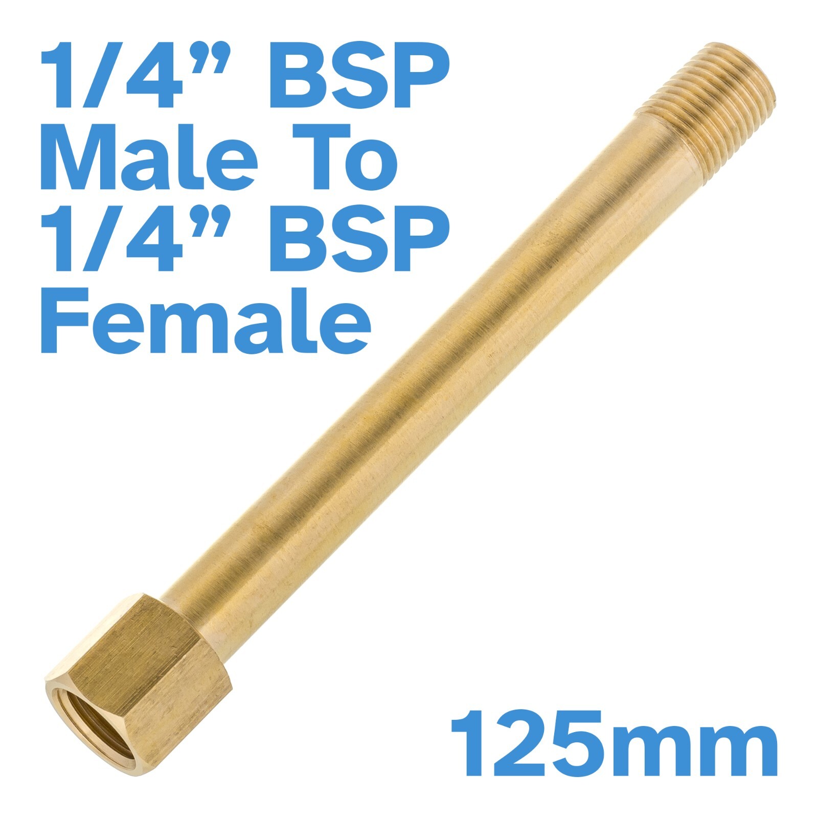 125mm 1/4" BSP Male To Female Thread Brass Pipe Extension Fitting Connector