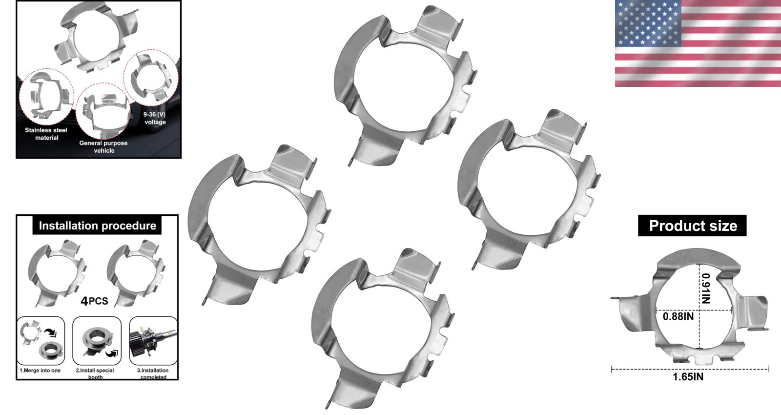 Effortless H7 LED Headlamp Installation with Adapter Retainers - 2 Pack