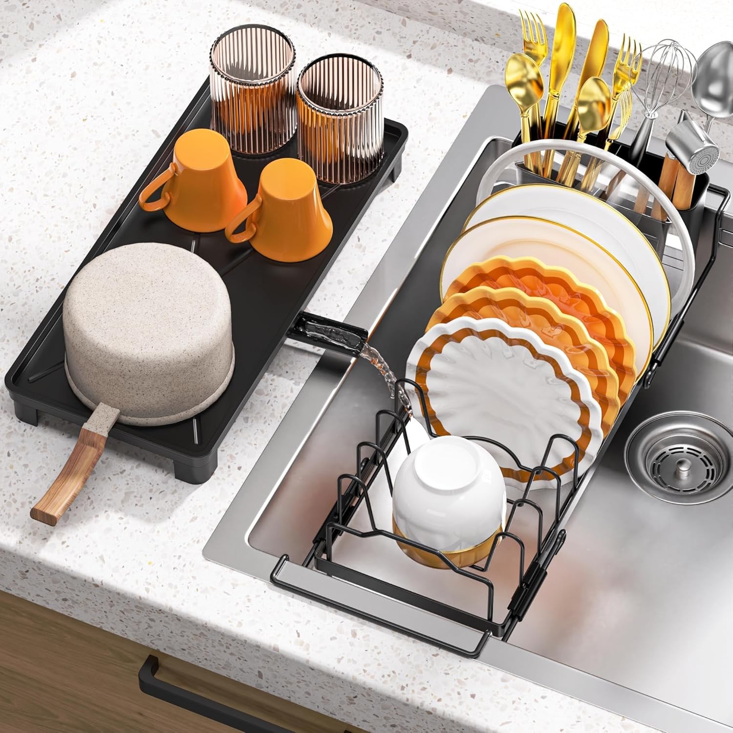 Small Dish Drying Rack - Expandable Sink Dish Drying Rack Over Sinks