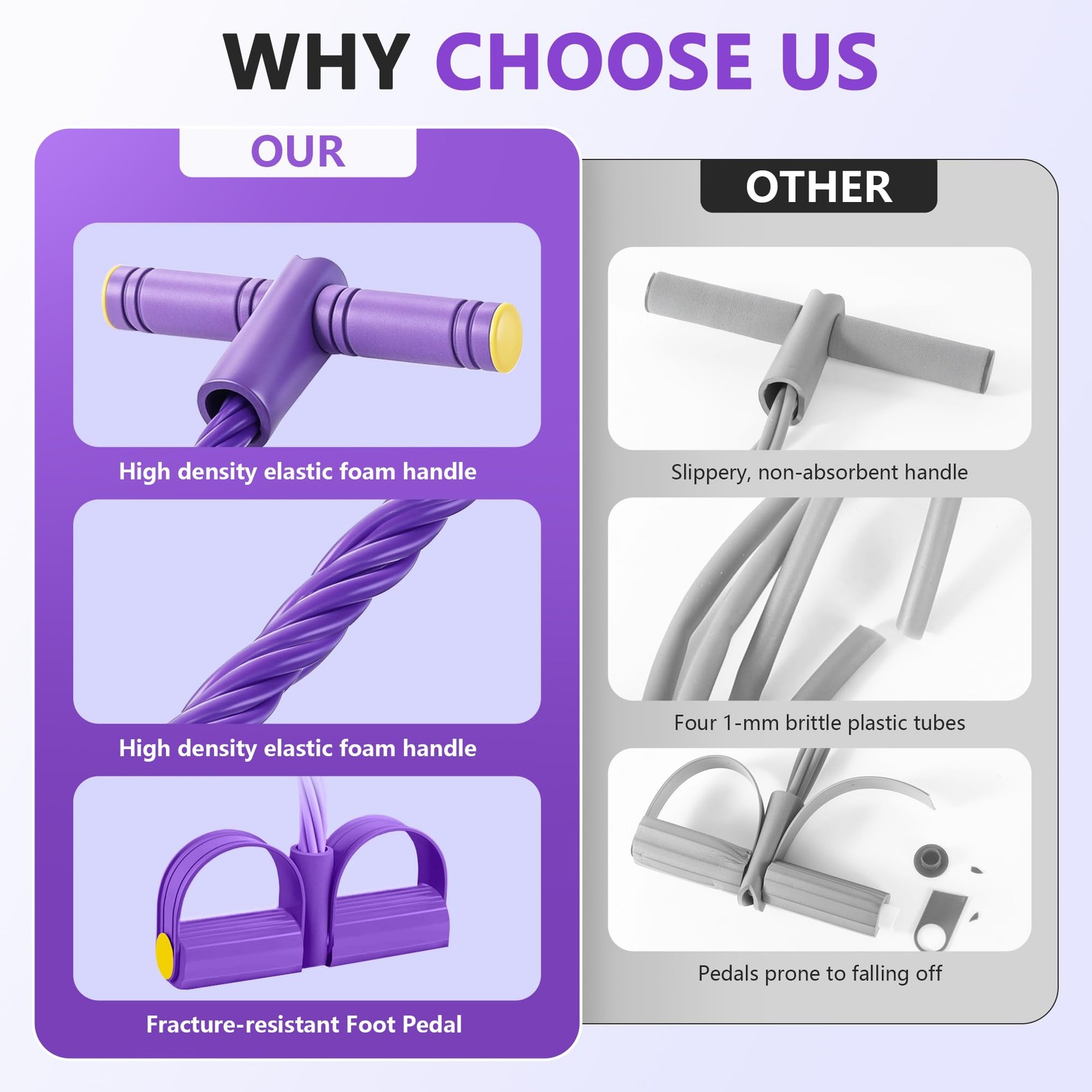 Upgraded Pedal Resistance Band with Handle, Soft Durable Fashion Puller Exerc...